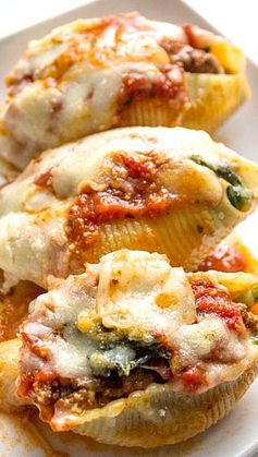 Spinach and Ground Beef Stuffed Shells