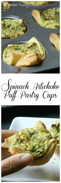 Spinach Artichoke Puff Pastry Cups