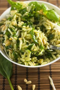 Spinach, pesto & parmesan orzo salad