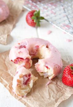 Strawberry Buttermilk Donuts with Strawberry Glaze