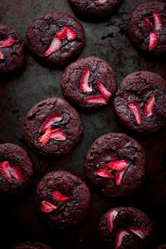 Strawberry-Caramel Centered Chocolate Cookies
