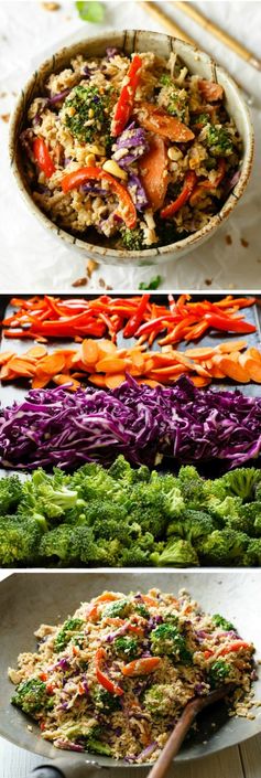 Super Veggie Peanut Sauce Stir Fry with Cauliflower Rice