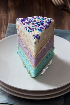 Surprise Watercolor Layer Cake with Vanilla Buttercream Frosting