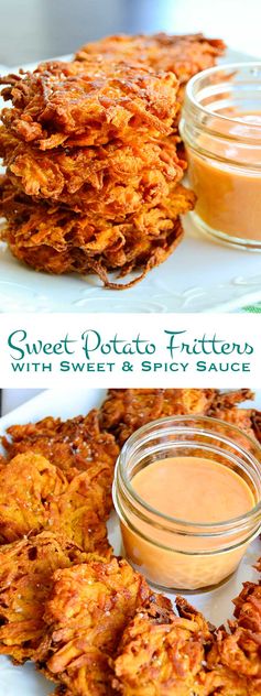 Sweet Potato Fritters with Sweet & Spicy Sauce