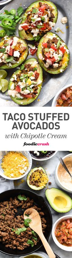 Taco Stuffed Avocados with Chipotle Cream