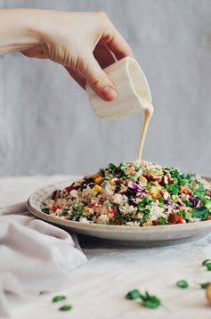 Thai Cauliflower Rice Salad with Peanut Butter Sauce