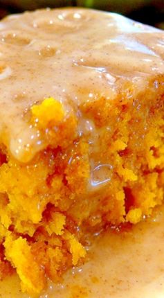 Two-Ingredient Pumpkin Cake with Apple Cider Glaze