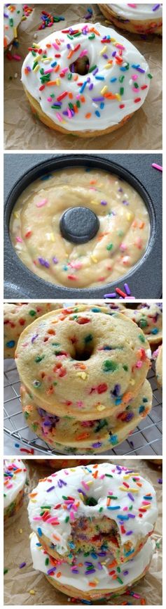 Vanilla Frosted Funfetti Donuts (Baked and Super Easy