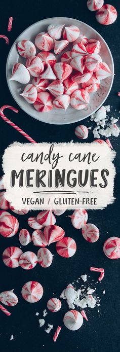 Vegan Candy Cane Meringue Kisses