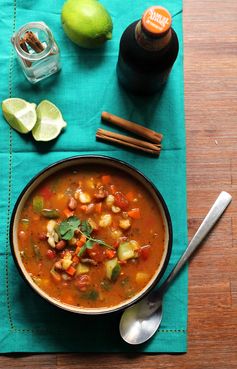 Vegetarian Posole with Beans and Poblano Peppers