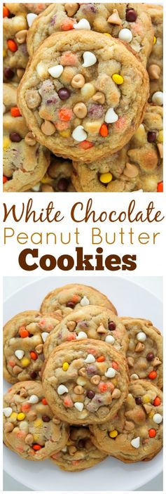 White Chocolate Reese’s Pieces Peanut Butter Chip Cookies