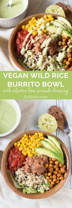 Wild Rice Burrito Bowl with Cilantro-Lime Avocado Dressing