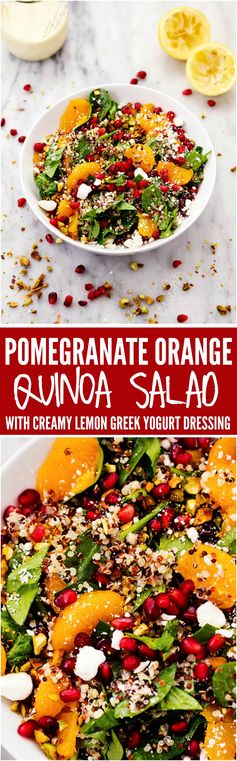 Winter Pomegranate Orange Quinoa Salad with Creamy Lemon Greek Yogurt Dressing