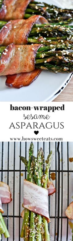 Bacon Wrapped Caramelized Sesame Asparagus
