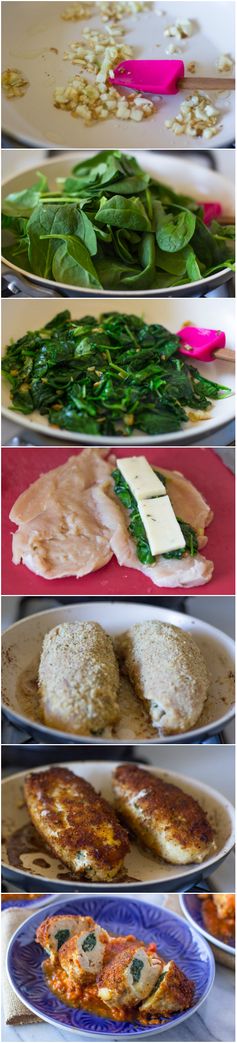 Breaded Chicken Breasts Stuffed with Spinach and Cheese