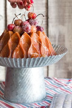 Brown Butter Bourbon Bundt Cake with Grilled Cherries