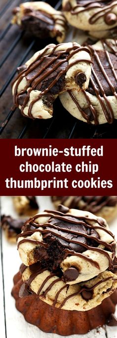 Brownie + Chocolate Chip Cookie Thumbprint Cookies