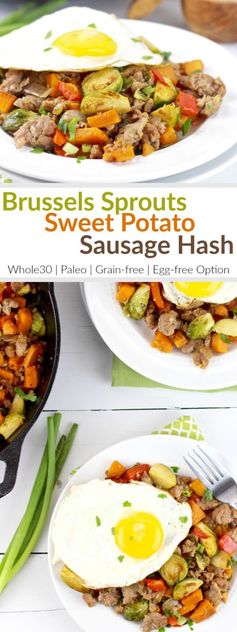 Brussels Sprouts Sweet Potato Sausage Hash