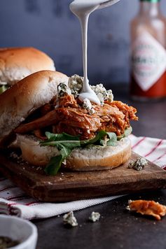 Buffalo chicken sliders with blue cheese sauce