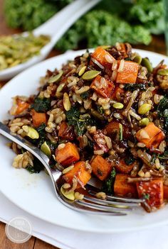 Caramelized Sweet Potato and Kale Fried Wild Rice