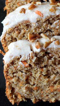 Carrot Cake Banana Bread with Thick Cinnamon Cream Cheese Frosting