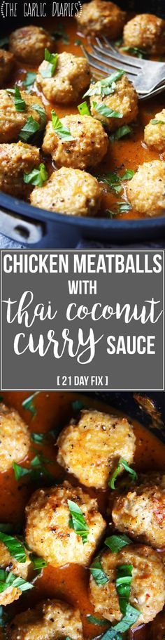 Chicken Meatballs with Thai Coconut Curry Sauce