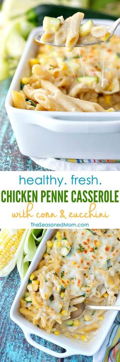 Chicken Penne Casserole with Corn and Zucchini