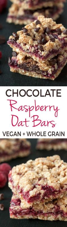 Chocolate Raspberry Oat Bars (vegan, whole grain, dairy-free