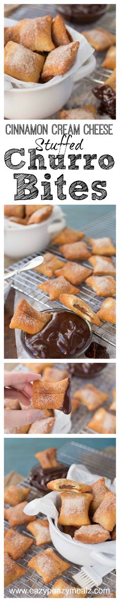 Cinnamon Cream Cheese Stuffed Churro Bites