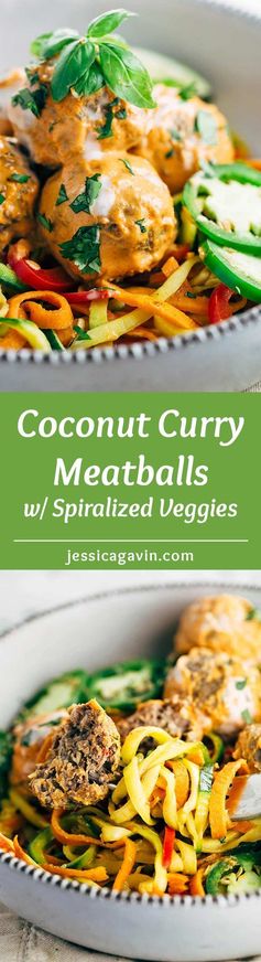 Coconut Curry Meatballs with Vegetable Noodles