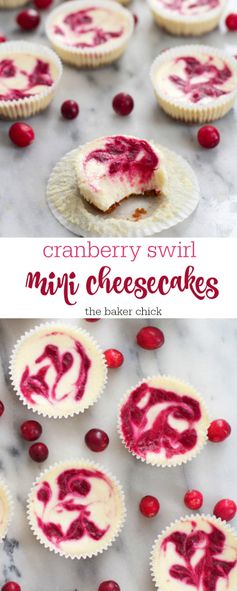 Cranberry Swirl Mini Cheesecakes