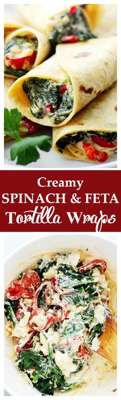 Creamy Spinach and Feta Cheese Tortilla Wraps