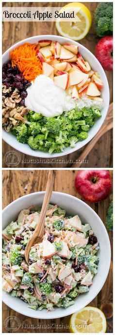 Fresh Broccoli and Apple Salad with Walnuts