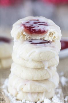 Glazed Strawberry Thumbprint Cookies