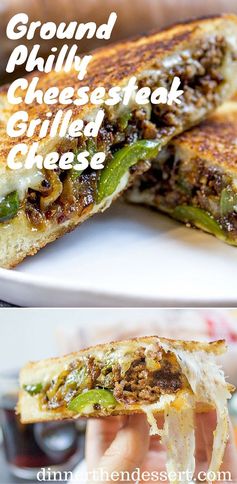 Ground Philly Cheesesteak Grilled Cheese