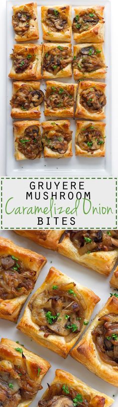 Gruyere, Mushroom, & Caramelized Onion Bites