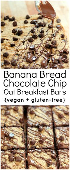 Healthy Banana Bread Chocolate Chip Oat Breakfast Bars (vegan & gluten free