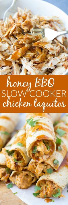 Honey BBQ Slow Cooker Chicken Taquitos