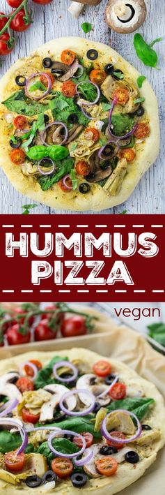 Hummus Pizza with Veggies