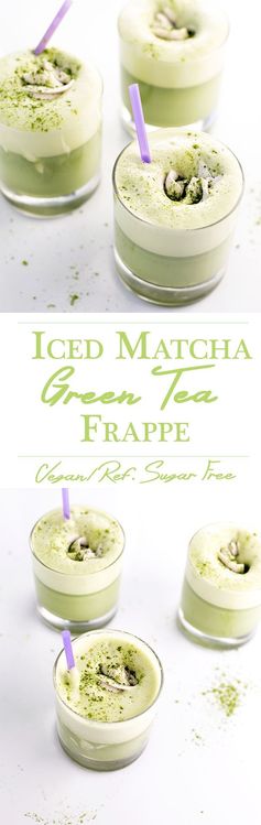 Iced Matcha Green Tea Frappé with Coconut Whip