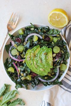 Lemon Basil Kale Salad with Avocado