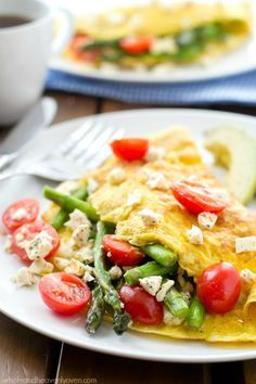 Loaded Greek Asparagus Omelettes