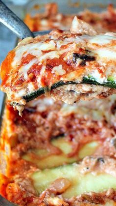 Low Carb Zucchini Lasagna with Spicy Turkey Meat Sauce