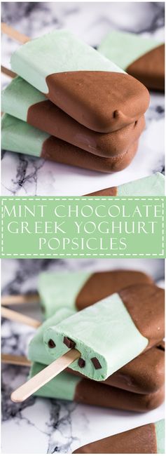 Mint Chocolate Chip Greek Yoghurt Popsicles