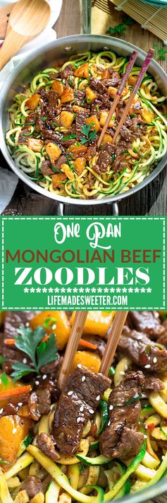 One Pan Mongolian Beef Zoodles (Zucchini Noodles