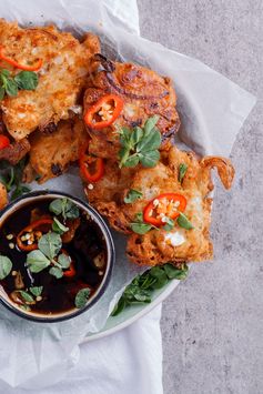 Onion and feta fritters with sweet chilli soy dipping sauce + Win a cheese hamper