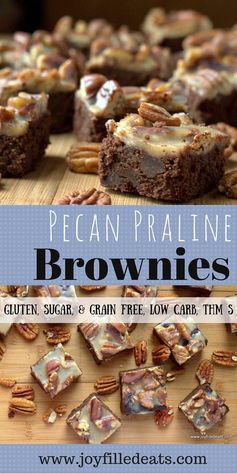 Pecan Praline Brownies – low carb, gluten free, sugar free