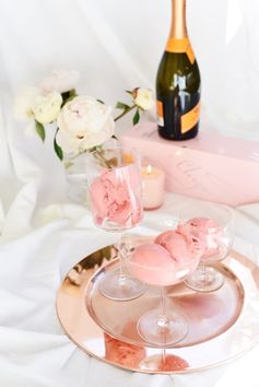 Raspberry champagne floats