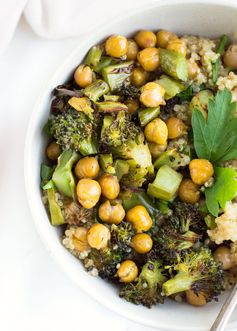 Roasted Broccoli Chickpea Quinoa Bowls