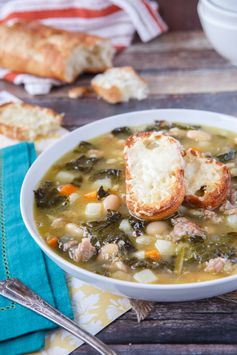 Rustic Tuscan-Style Sausage, White Bean, and Kale Soup